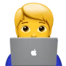 Emoji persoană lucrând la laptop.
