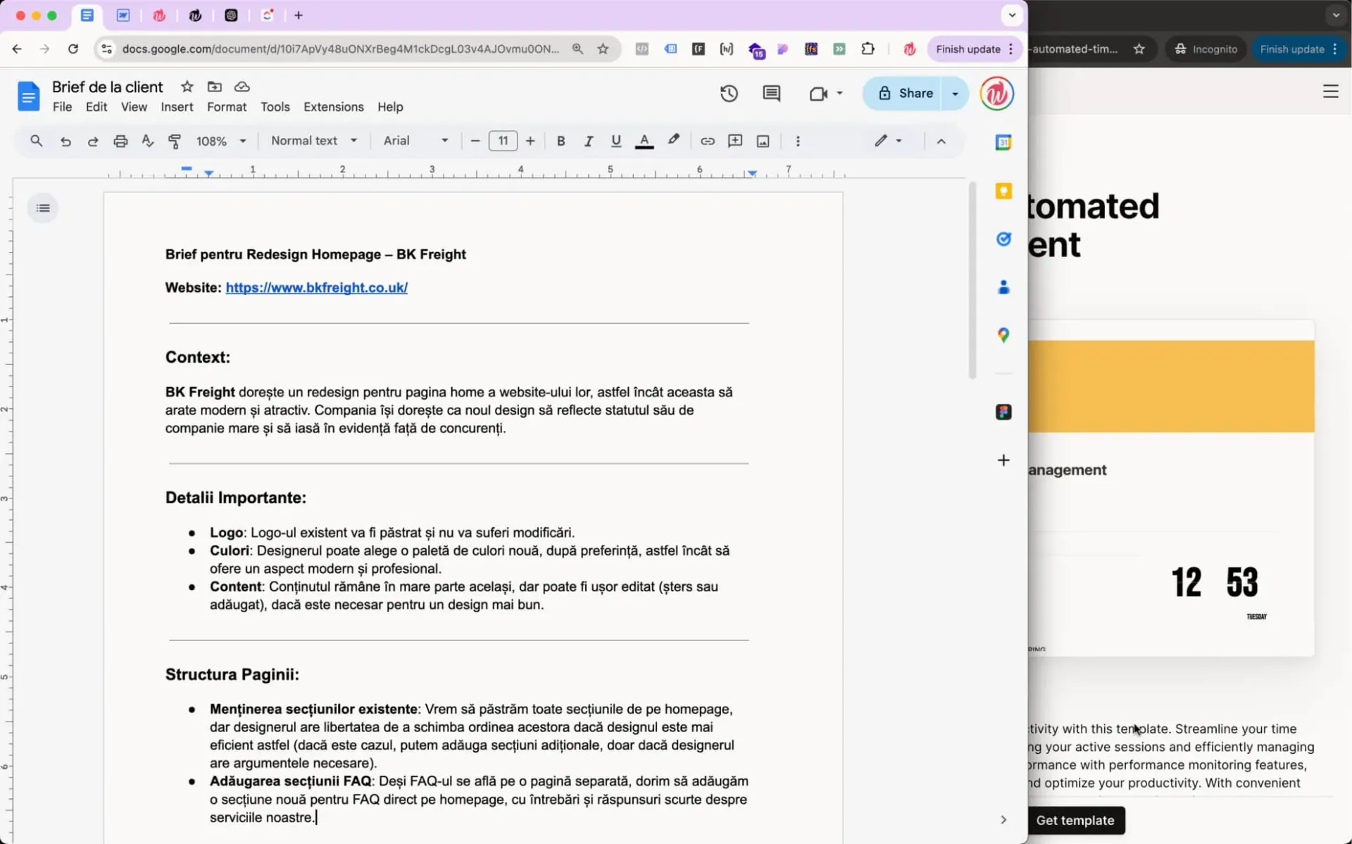 Conversație de proiect între designer și client.