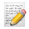 Yellow pencil writing on a white sheet filled with cursive text.