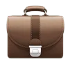Brown leather briefcase with a handle and silver clasp.