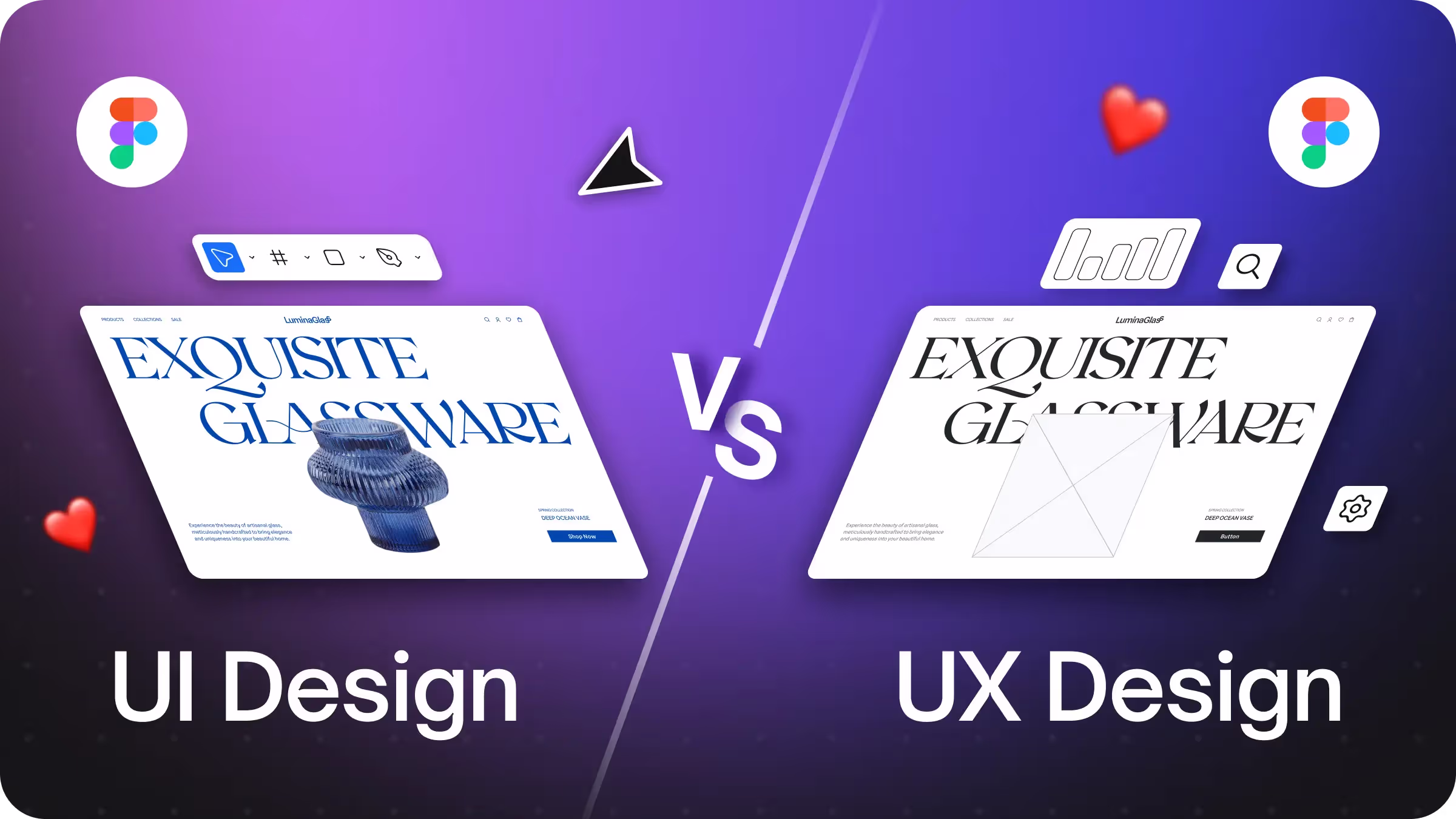Diagramă care compară UI și UX