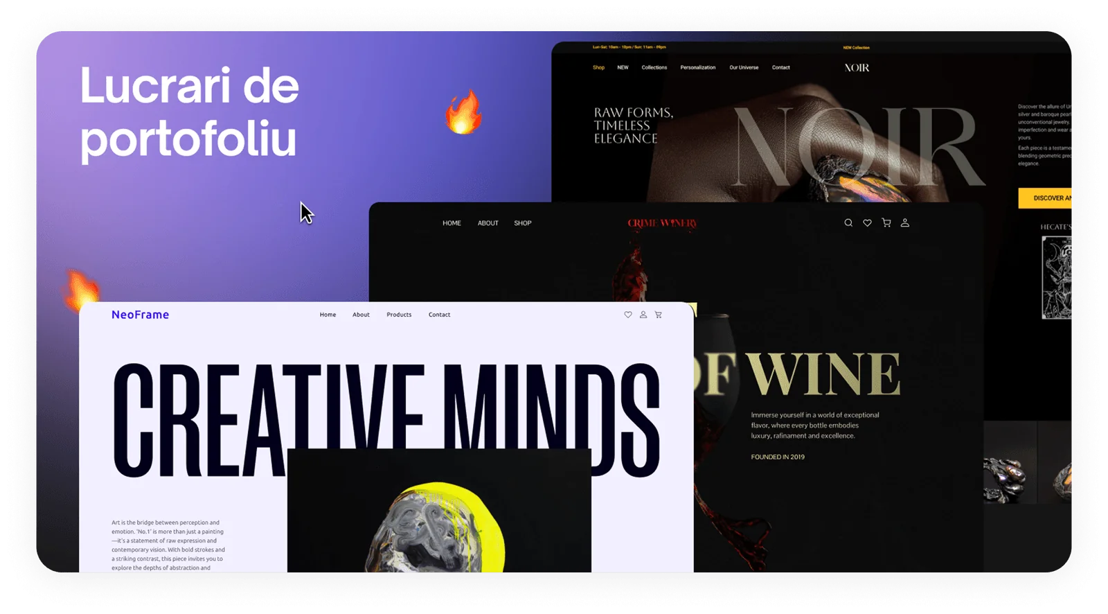 Lucrări de portofoliu UI/UX ale studenților Webcase